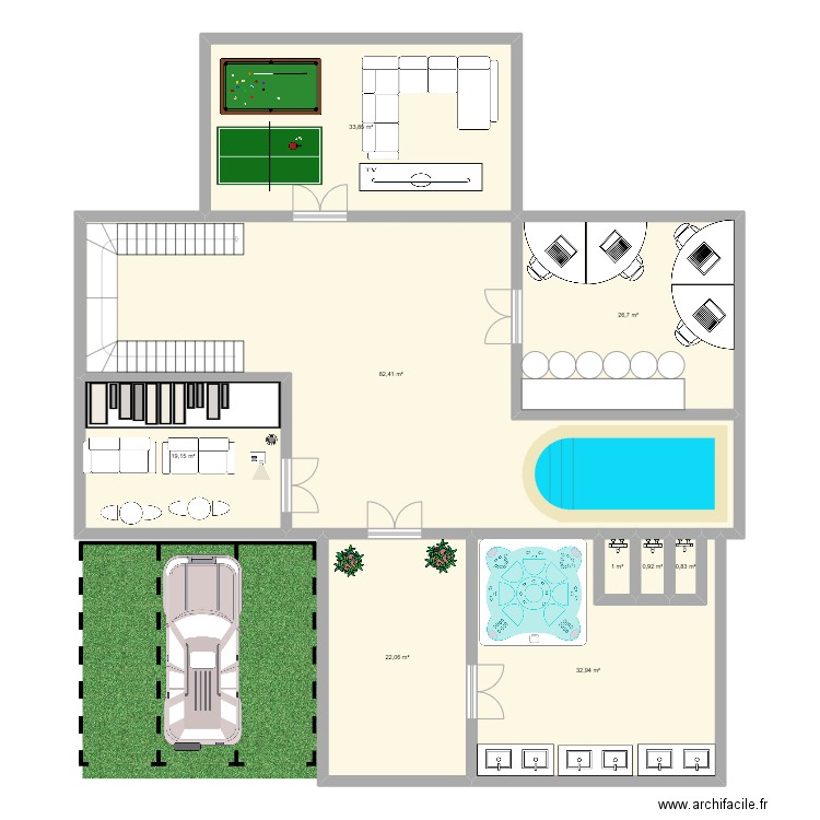 frances. Plan de 9 pièces et 220 m2