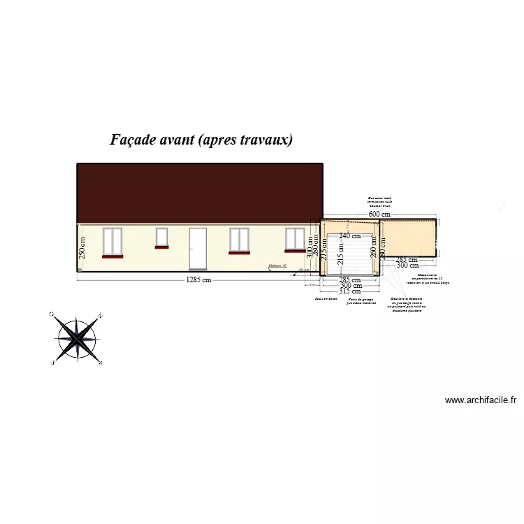 Plan de Fa&ccedil;ade apres travaux G. Plan de 