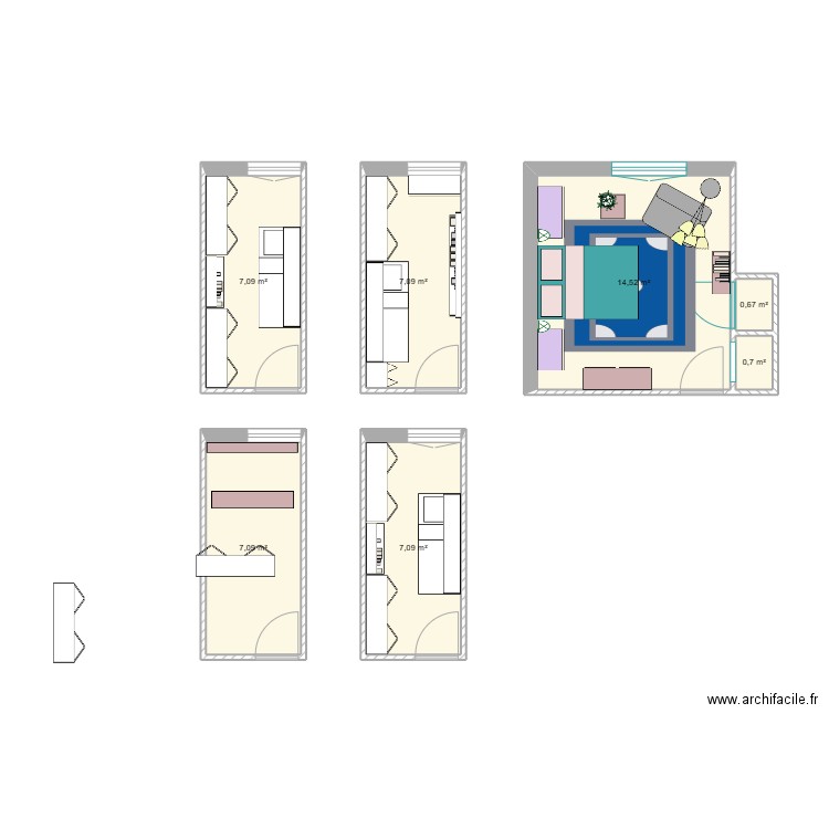 Ch/SB/Nanou V2. Plan de 7 pièces et 44 m2