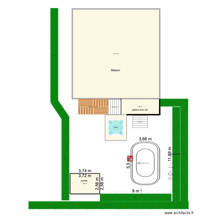 implantation piscine 3. Plan de 4 pièces et 149 m2