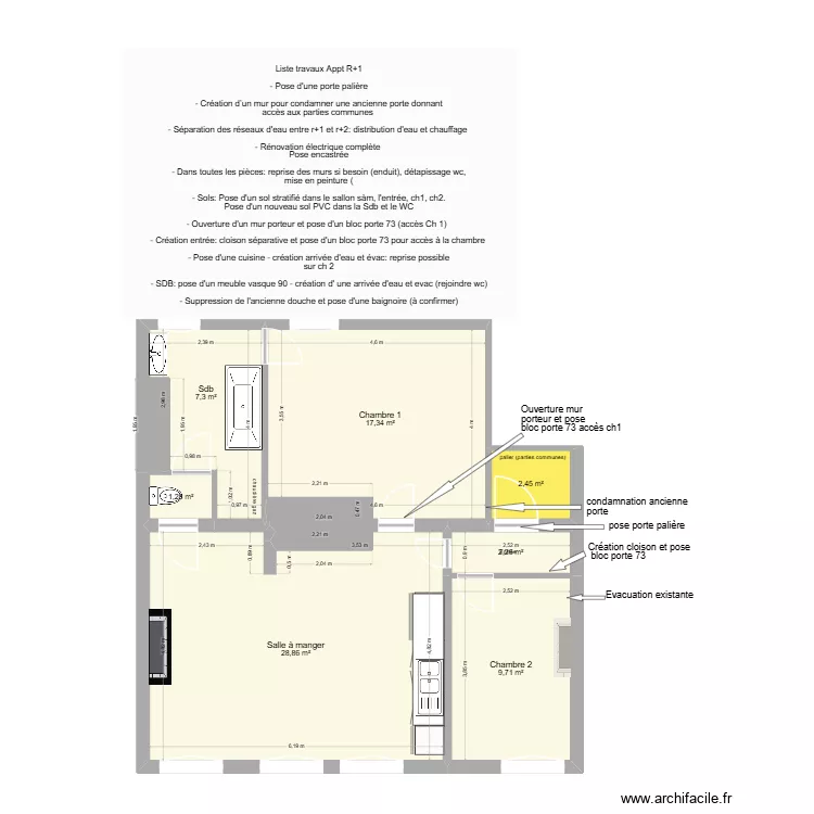 CARMIN. Plan de 7  et 69 m²