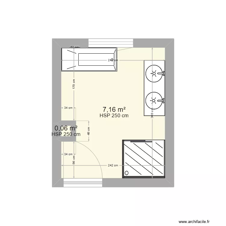 Salle de bain - projet Augustin. Plan de 