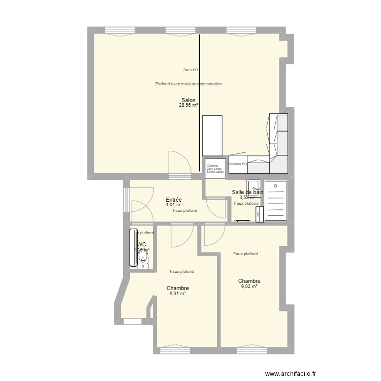 Neuilly visite 4. Plan de 7 pièces et 55 m2