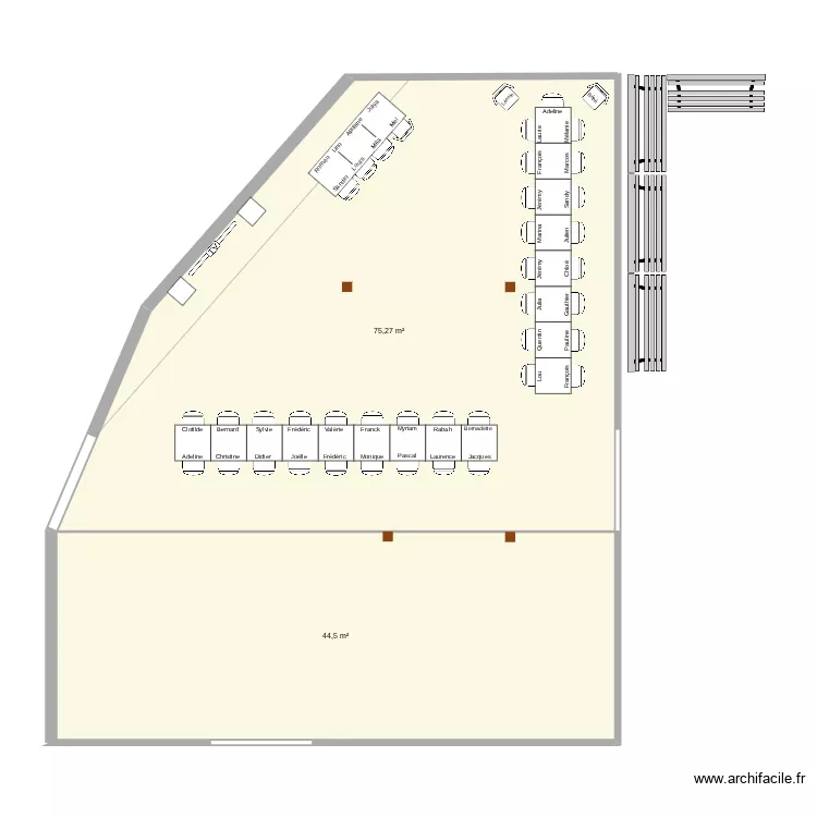Plan de table valid&eacute; 2. Plan de 2  et 120 m²