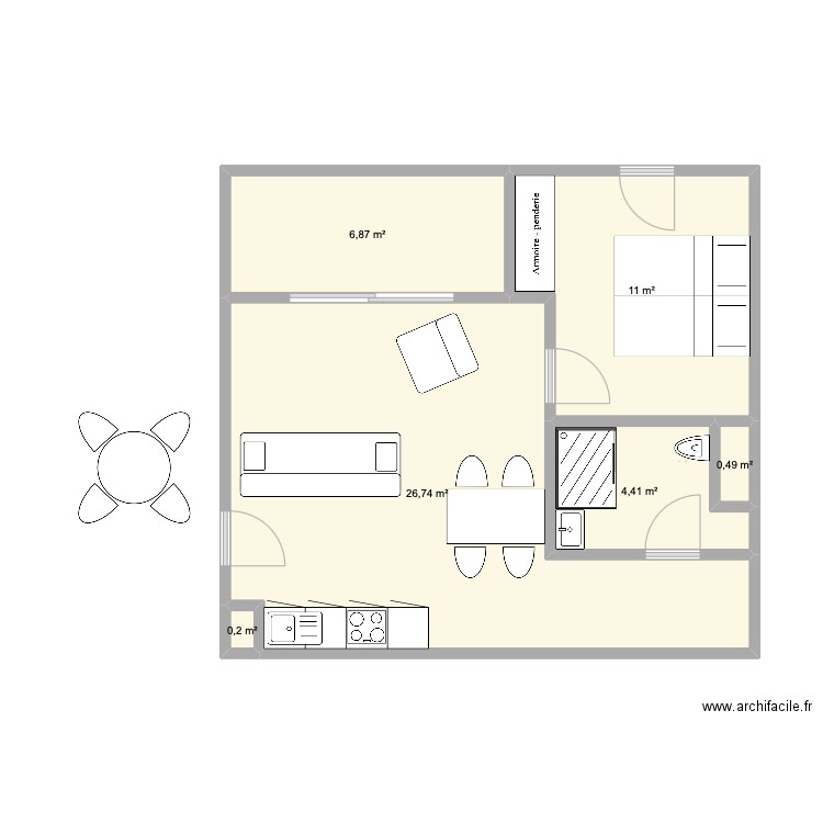 Dinard. Plan de 6 pièces et 50 m2