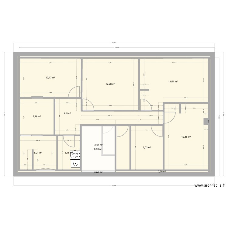 Maison assas placo doublage. Plan de 23 pièces et 178 m2