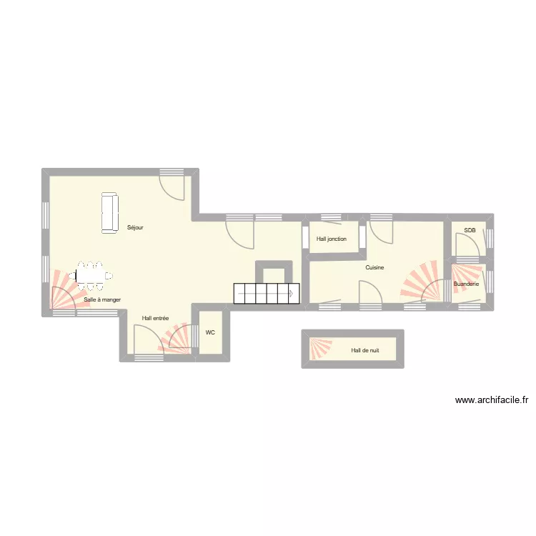 Plan Dosogne. Plan de 7 pièces et 23 m²