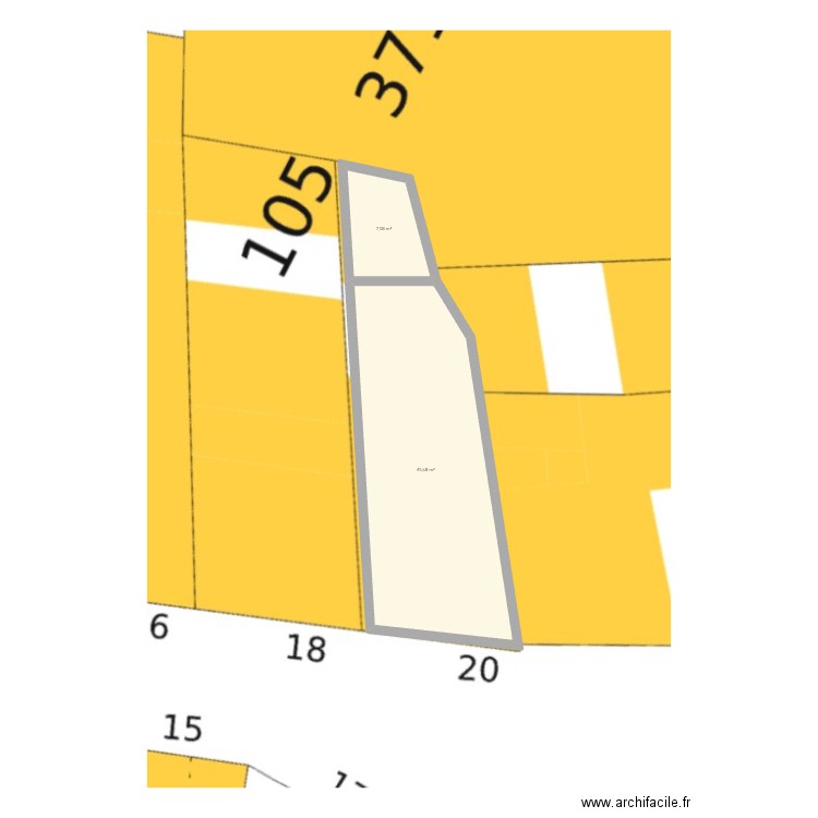 2e étage. Plan de 2 pièces et 53 m2