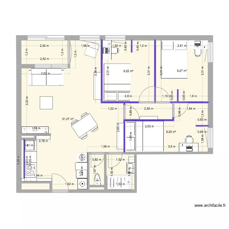 BAGATELLE4. Plan de 11  et 69 m²