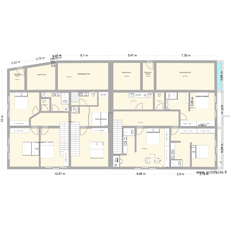Villa Calma / Olivia. Plan de 30 pièces et 652 m2