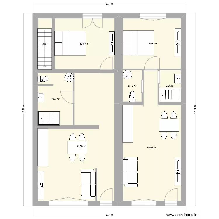 kleber-rdc. Plan de 8  et 97 m²