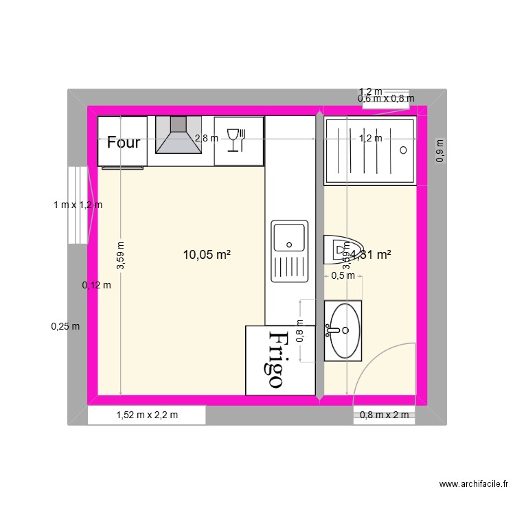 ZANCHI. Plan de 3 pièces et 31 m2