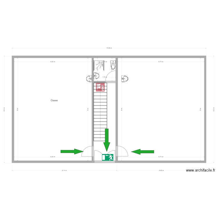 Nouveau bât.Niveau 1 / Ecole libre Trazegnies / Primaire. Plan de 4 pièces et 116 m2