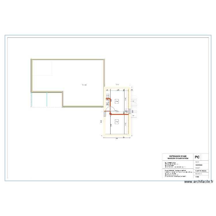 Etage. Plan de 1 pièce et 44 m2