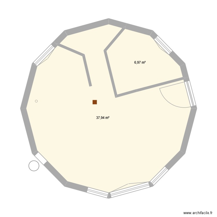 yourte II. Plan de 2 pièces et 45 m2