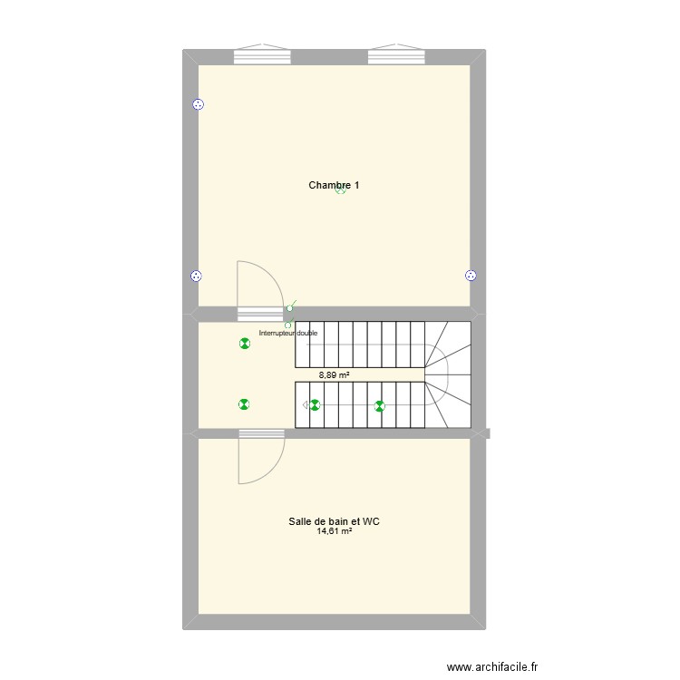elec 1er. Plan de 3 pièces et 44 m2