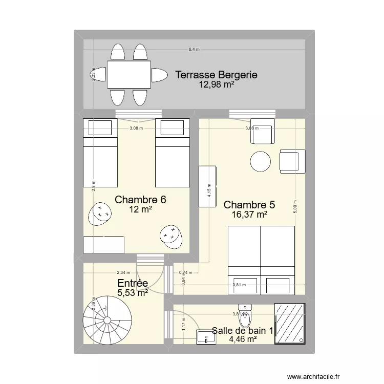 Fleury Maison 1 bergerie 1er &eacute;tage projet 2. Plan de 