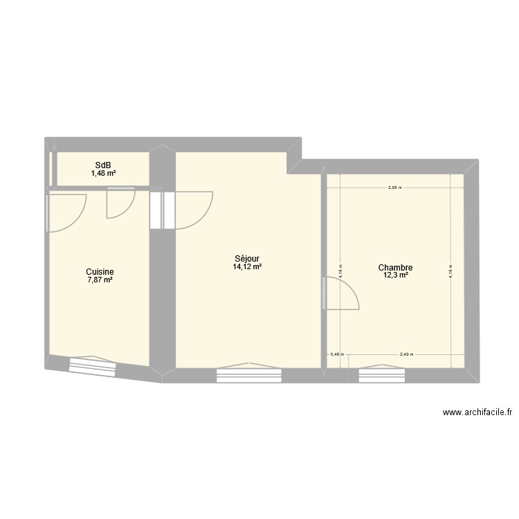 St Francois D'Assise. Plan de 5 pièces et 36 m2
