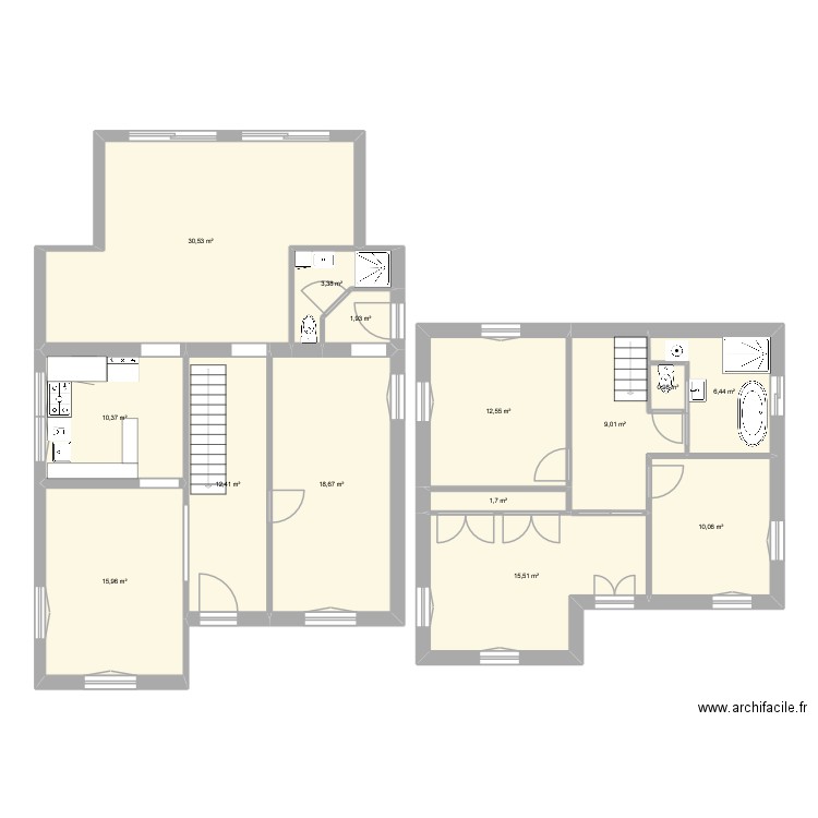 ROYAN 4. Plan de 14 pièces et 150 m2