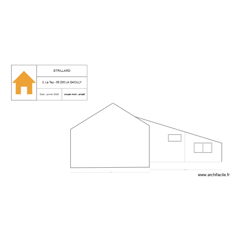 le tey coupe nord projet 2. Plan de 0 pièce et 0 m2 le tey coupe nord projet 2. Plan de 0 pièce et 0 m2