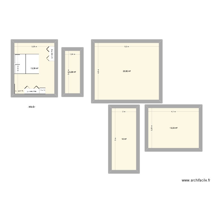 Appartement. Plan de 5 pièces et 65 m2