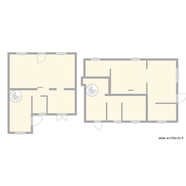 maison. Plan de 2 pièces et 124 m2