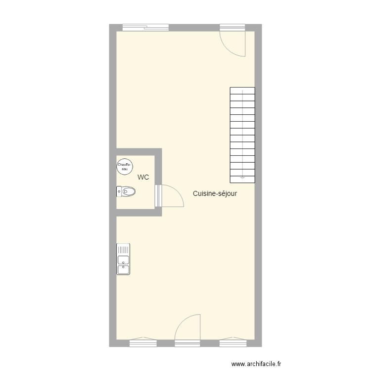 LEVROUX RDC. Plan de 2 pièces et 55 m2