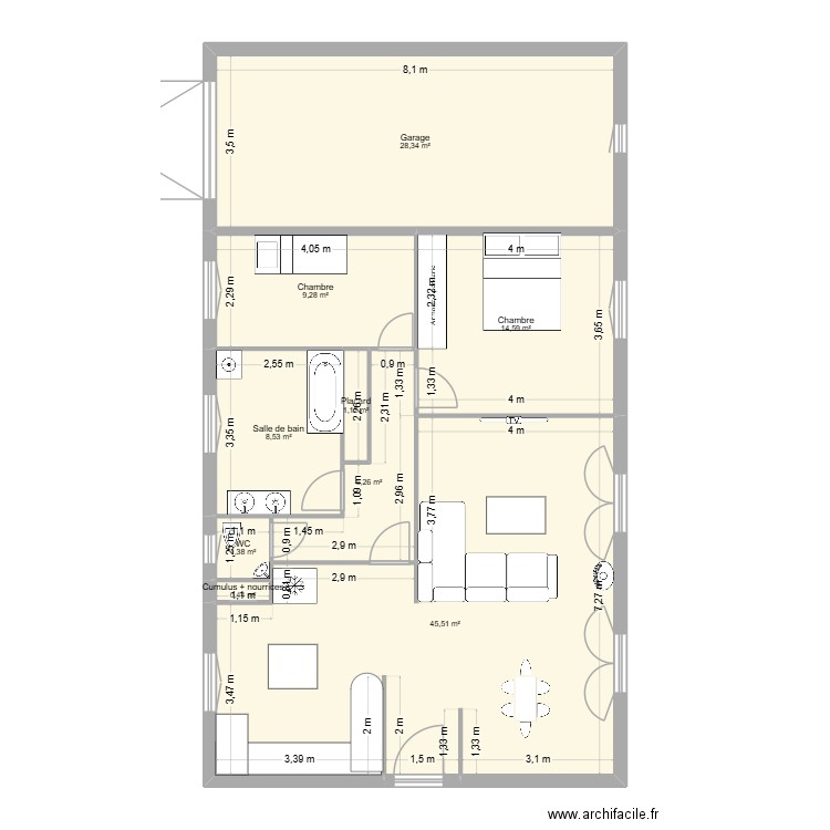 Maison Massieux 2. Plan de 9 pièces et 115 m2