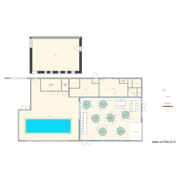 SALLE DOMAINE QUATRE PLUMES 1. Plan de 14 pièces et 423 m2