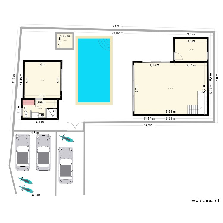 Villa 2-Lantai1A. Plan de 5 pièces et 81 m2