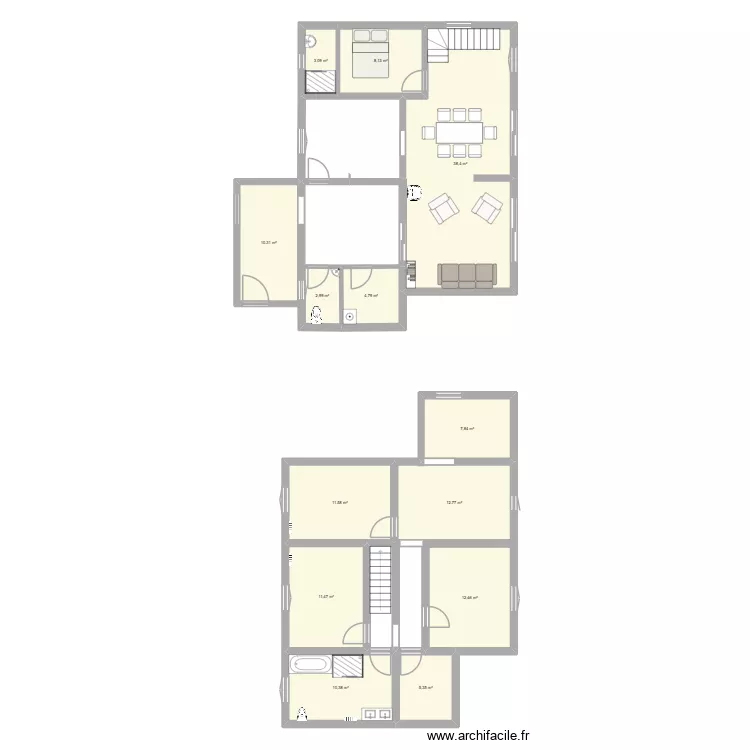Réno maison. Plan de 13 Pièces et 140 m² Réno maison. Plan de 13 Pièces et 140 m²