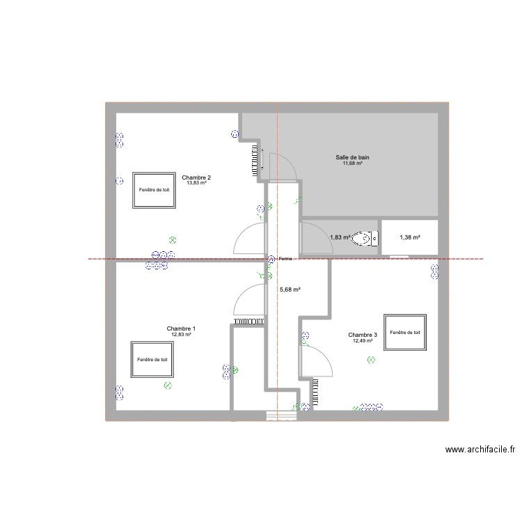 Gerin_Après_Réseaux. Plan de 7 pièces et 60 m2