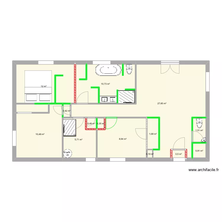 Bouis modif placo 1 avec am&eacute;nagement. Plan de 