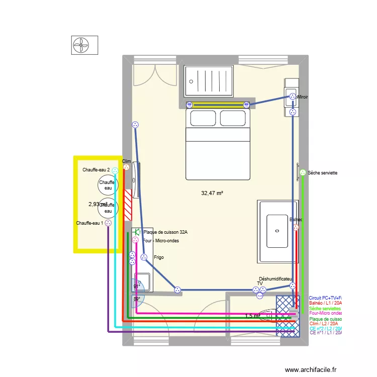 Airbnb elec. Plan de 3 et 37 m² Airbnb elec. Plan de 3 et 37 m²
