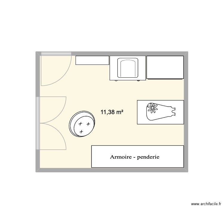chambre bb. Plan de 1 pièce et 11 m2
