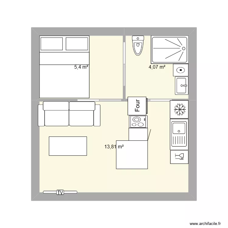 plan Airbnb. Plan de 3  et 23 m²