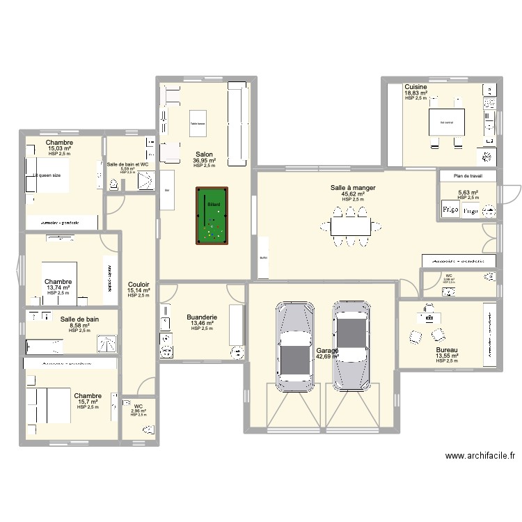 PLAN DEFINITIF 2 CHAMBRE DECALEES COTE NORD 1. Plan de 15 pièces et 257 m2