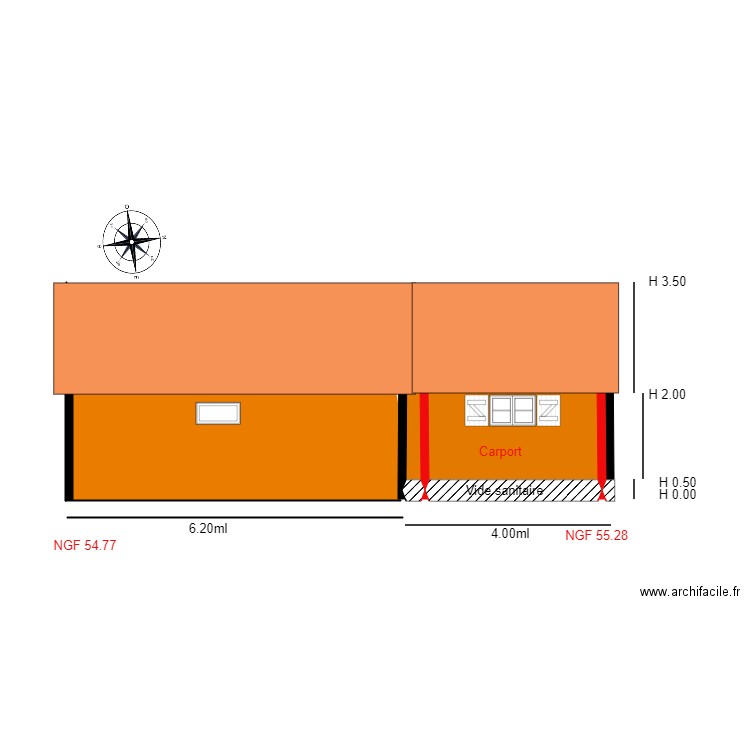 Facade  EST. Plan de 0 pièce et 0 m2