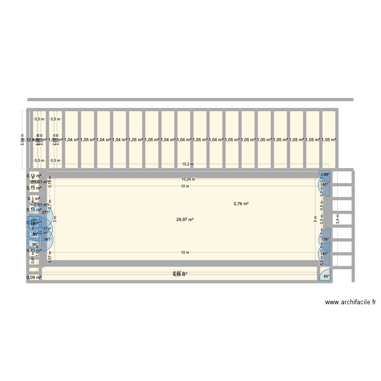 Terrasse piscine Gelos. Plan de 33 pièces et 57 m2