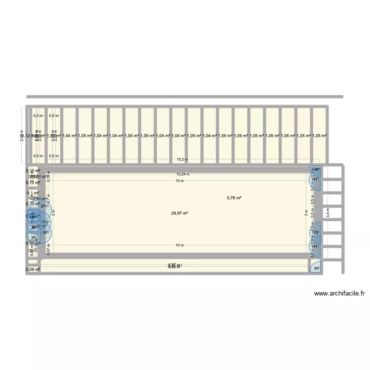 Terrasse piscine Gelos. Plan de 