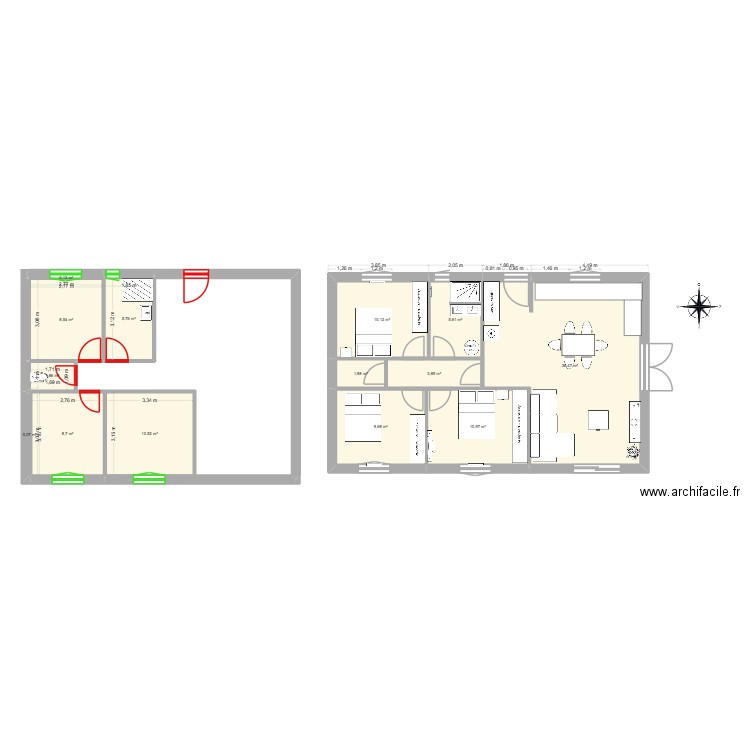MAISON 75M2. Plan de 14 pièces et 114 m2