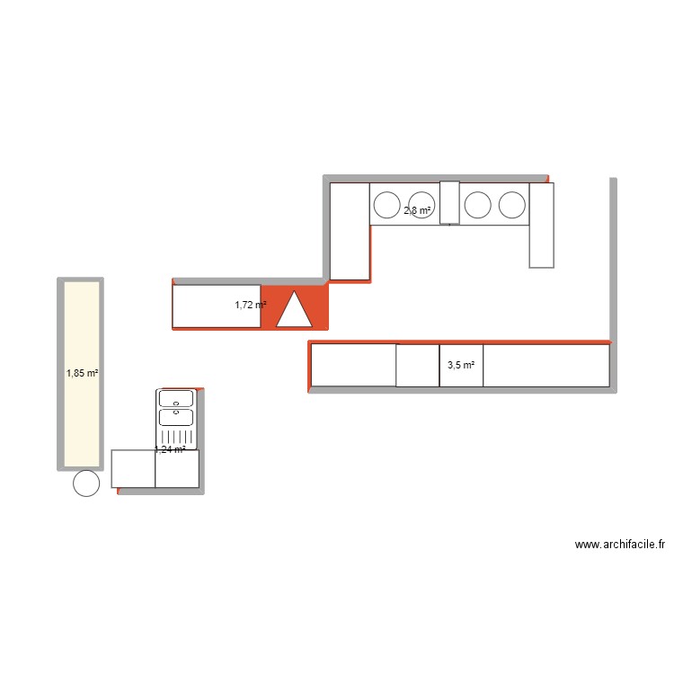 culs salés. Plan de 5 pièces et 11 m2