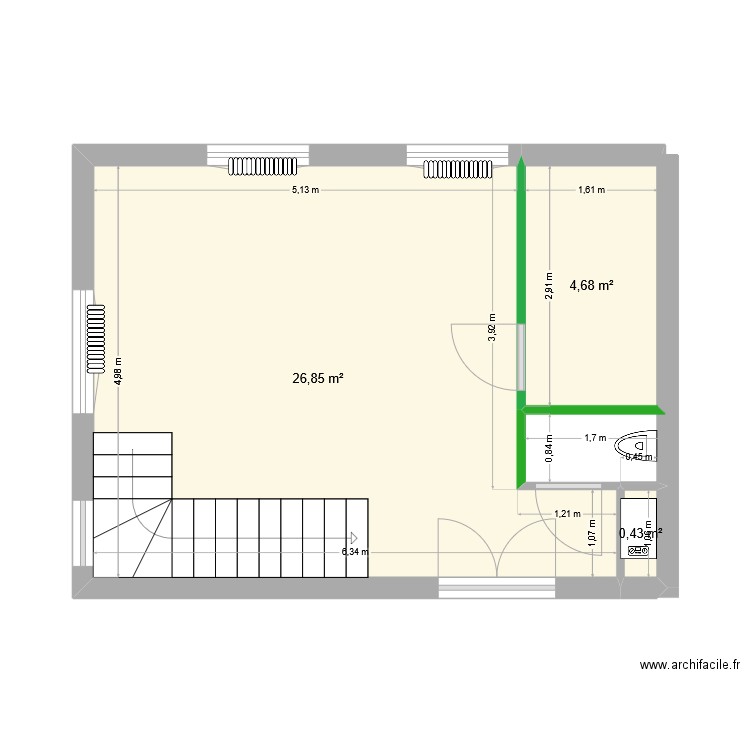 rdc petite location plans cotés. Plan de 3 pièces et 32 m2