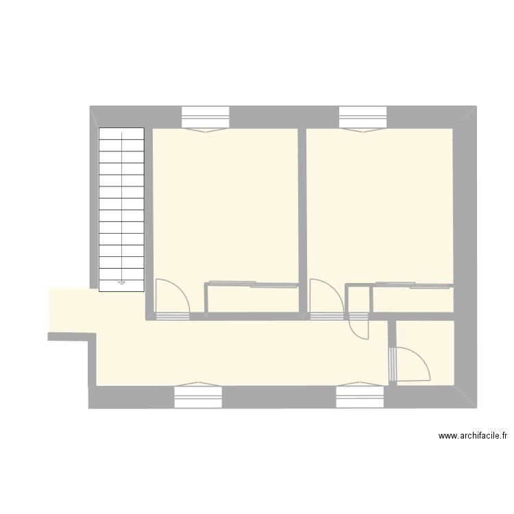 Cruguel ETG v10-Chambre-3-4 & Dégagement & WC. Plan de 1 pièce et 12 m2