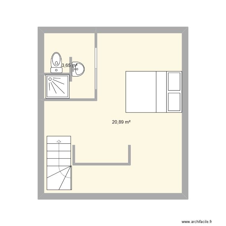 plan étage. Plan de 2 pièces et 25 m2