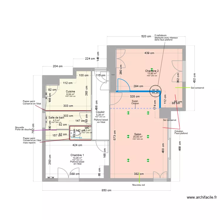 R&eacute;gent. Plan de 11  et 64 m²