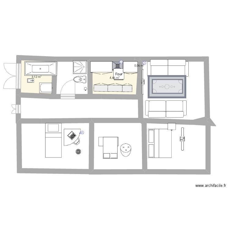 Chef d oeuvre. Plan de 3 pièces et 8 m2