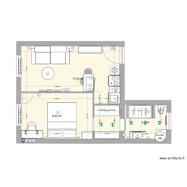 Abbé greg final. Plan de 3 pièces et 31 m2