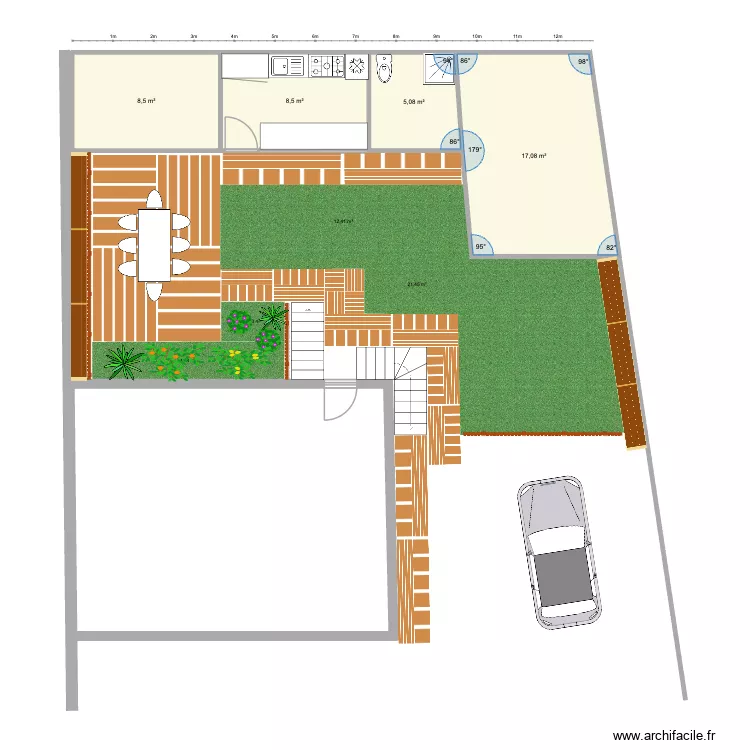 dependances. Plan de 4  et 39 m²