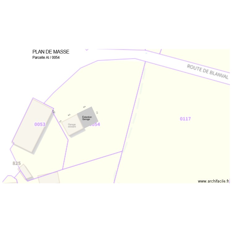 Extention Garage Plan de Masse. Plan de 0 pièce et 0 m2